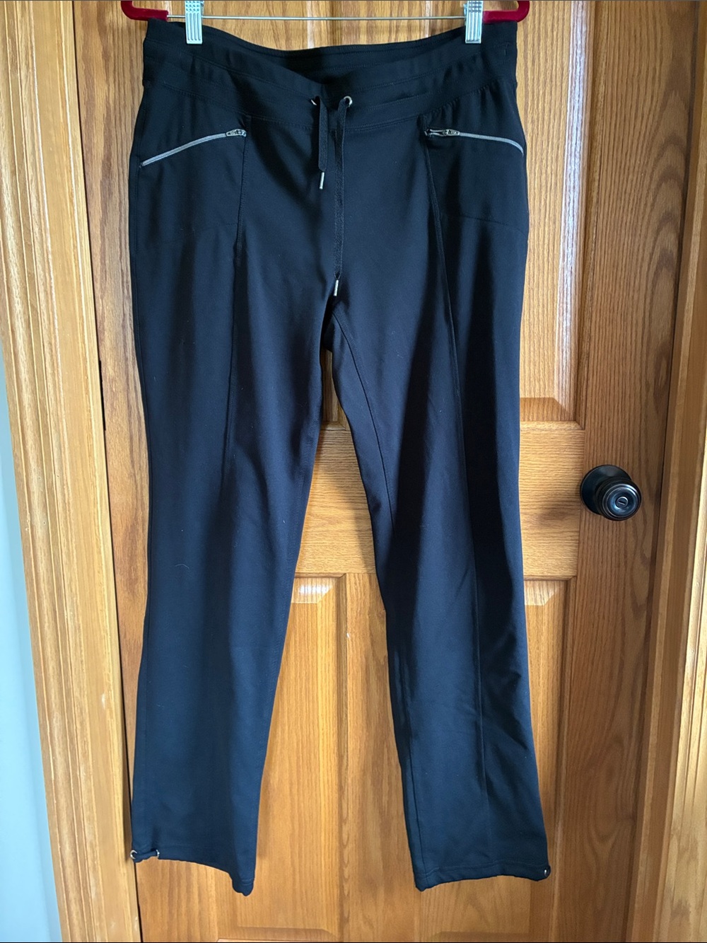 Reflex Black Straight-Leg Active Pants with Zipper Pockets